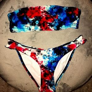 Colorful two-piece bathing suit